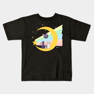 Moon Kitty Cats Kids T-Shirt